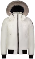 Order (Women) Moose Knuckles White Waterproof Hooded Down Jacket with Logo Design MK2000MB-864