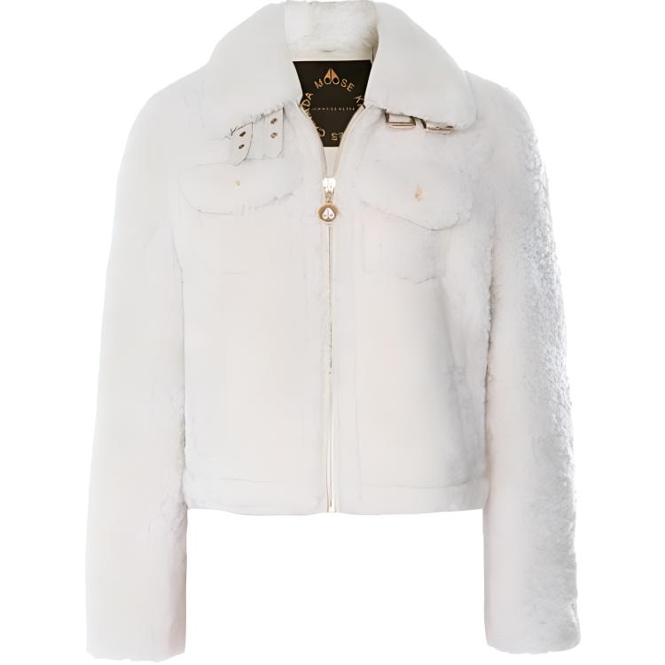 (Women) Moose Knuckles x Jennifer Meyer FW21  Solid Zip Jacket White. M31LL319JM-155