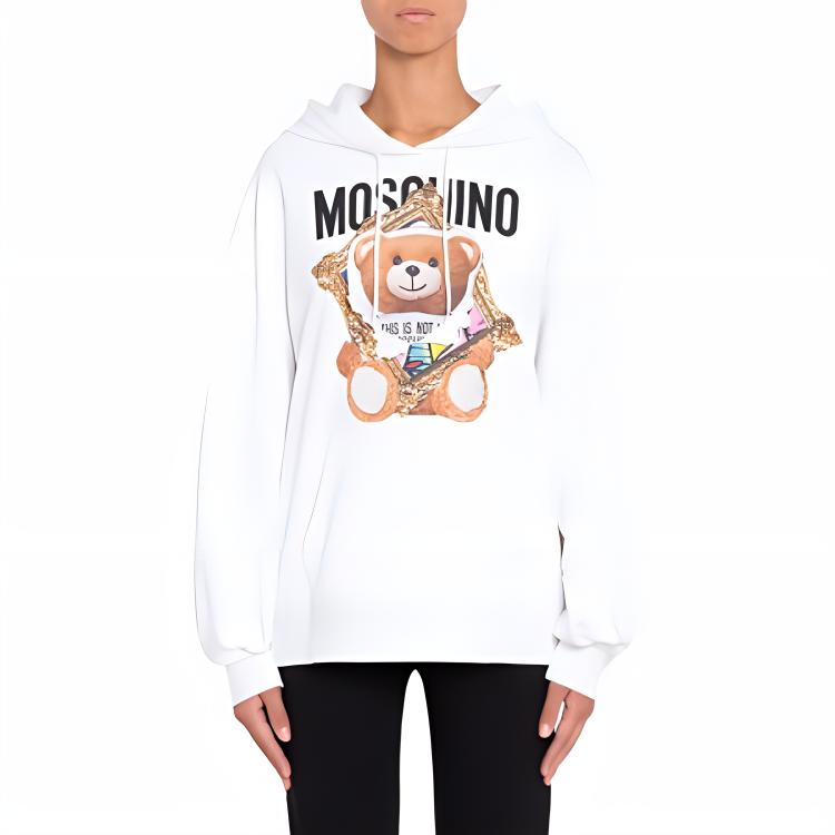 Shop (W) モスキーノ 3Dフレーム テディベア フーディー ホワイト D-A1710-0427-1001
