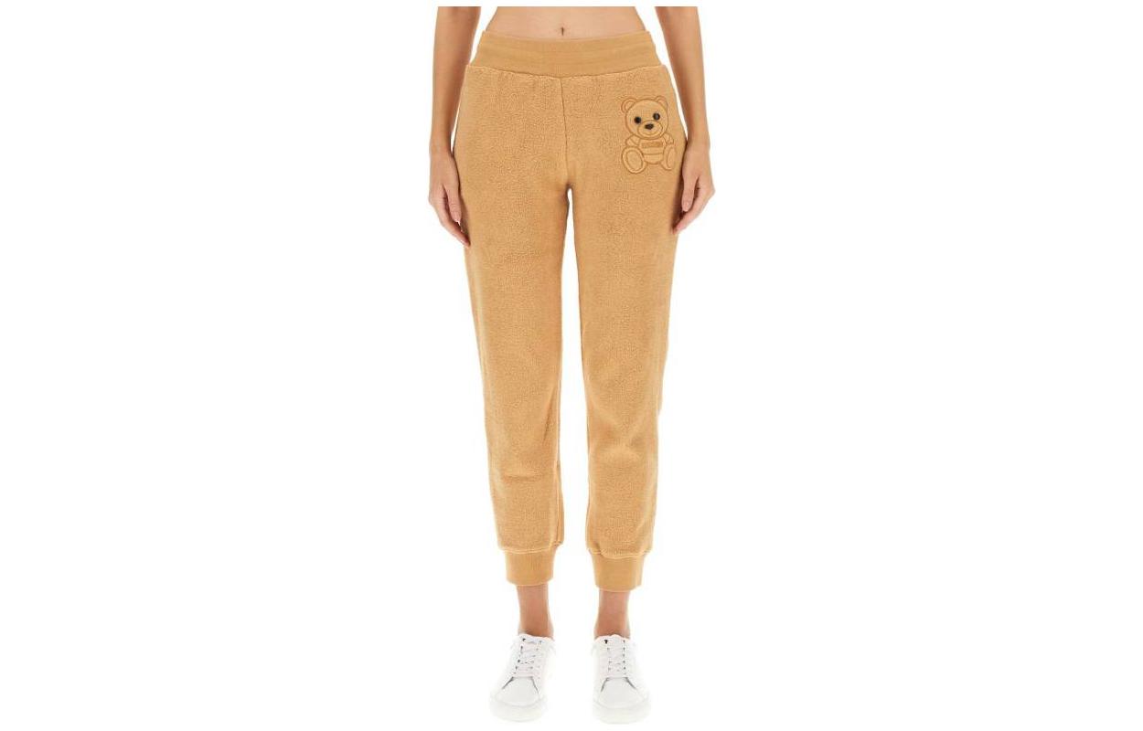 (Women) MOSCHINO  Bear Embroidery Casual Jogger Pants Khaki. 0323-5526-1018