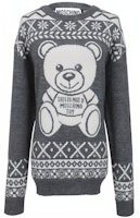(Women) Moschino Bear Print Crewneck Pullover Sweater - Gray A0936-5504-A1507 (Women) Moschino Bear Print Crewneck Pullover Sweater - Gray A0936-5504-A1507