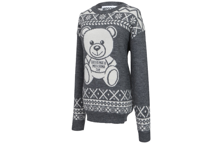 Lookbook (W) 모스키노 베어 프린트 크루넥 풀오버 스웨터 - 그레이 A0936-5504-A1507