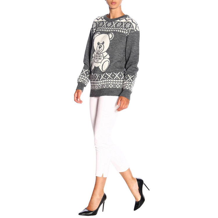 Shop (W) 모스키노 베어 프린트 크루넥 풀오버 스웨터 - 그레이 A0936-5504-A1507