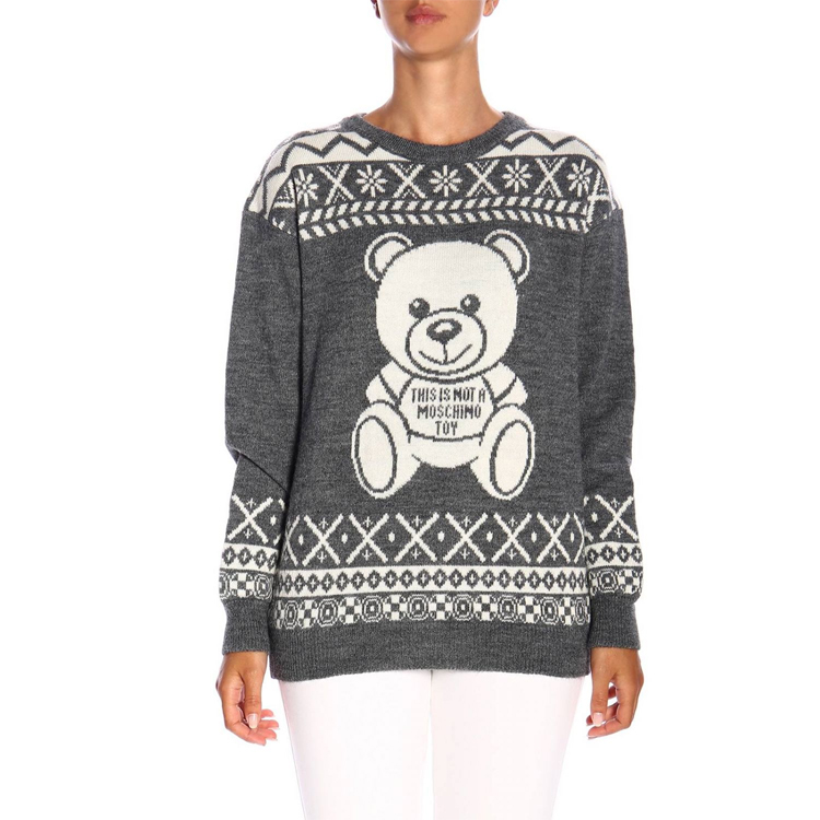 Purchase (W) 모스키노 베어 프린트 크루넥 풀오버 스웨터 - 그레이 A0936-5504-A1507