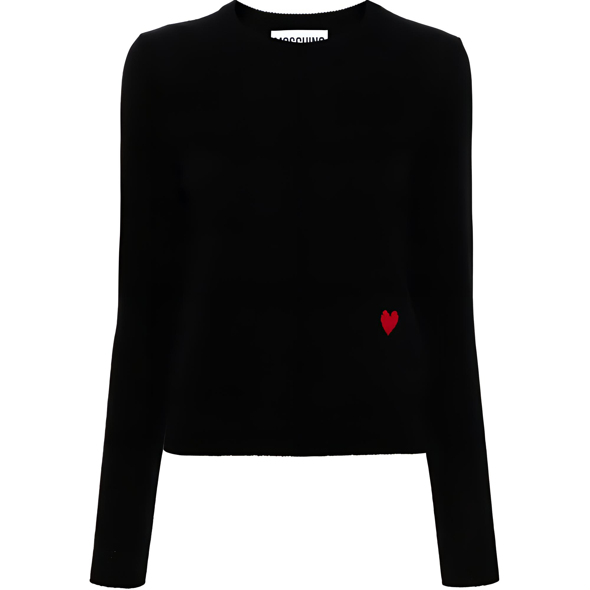 (Women) MOSCHINO  Black Crewneck Long Sleeve Sweater with Logo Design A0922-5509-0555