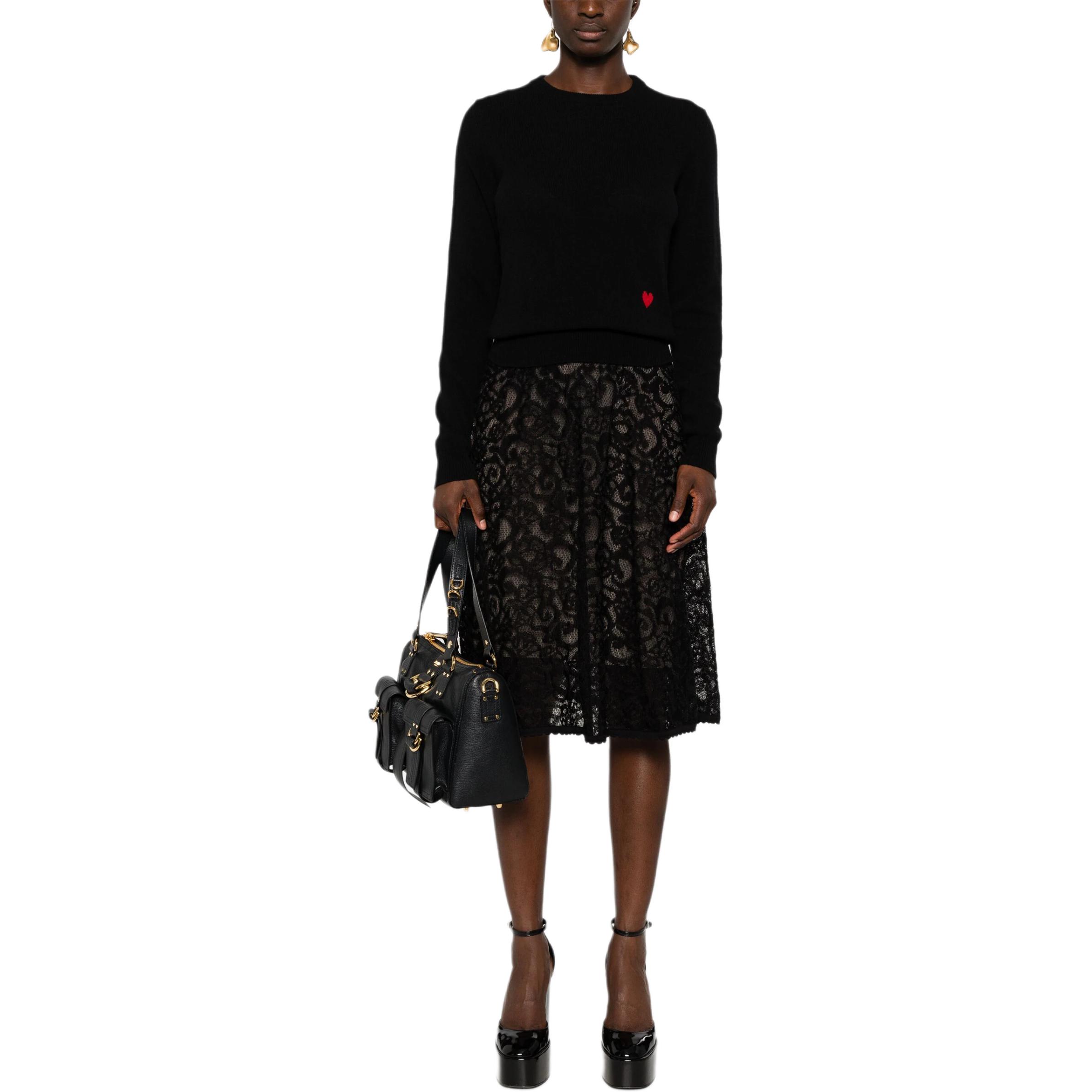 Lookbook (W) MOSCHINO 黑色圓領長袖毛衣帶Logo設計 A0922-5509-0555