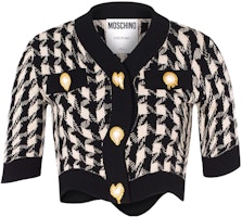 (Women) MOSCHINO Black Elastic Knit Cropped Jacket A0906-5402-1555 (Women) MOSCHINO Black Elastic Knit Cropped Jacket A0906-5402-1555