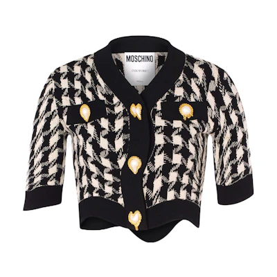 (Women) MOSCHINO Black Elastic Knit Cropped Jacket A0906-5402-1555