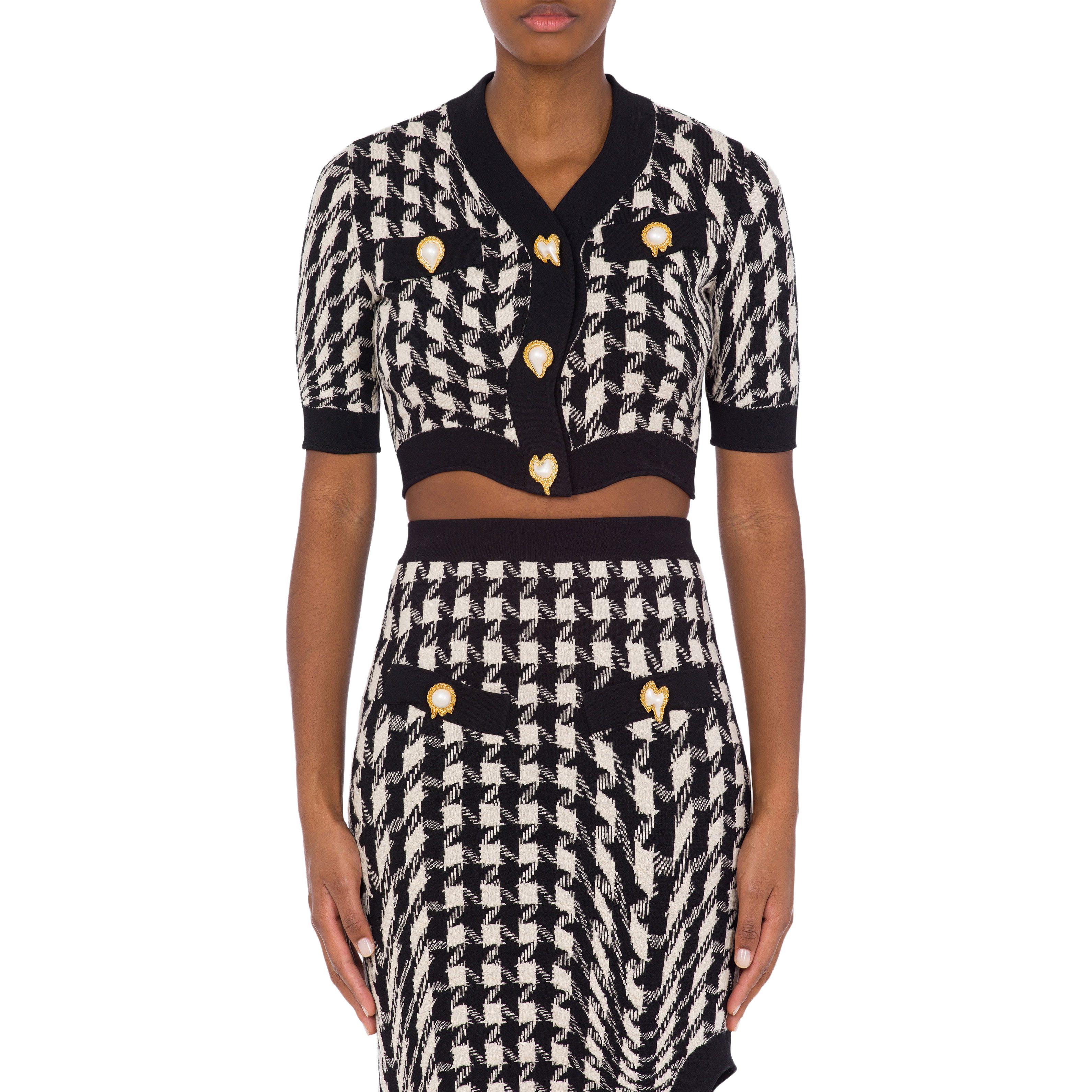 Lookbook (W) MOSCHINO Chaqueta Negra de Punto Elástico Cortada A0906-5402-1555