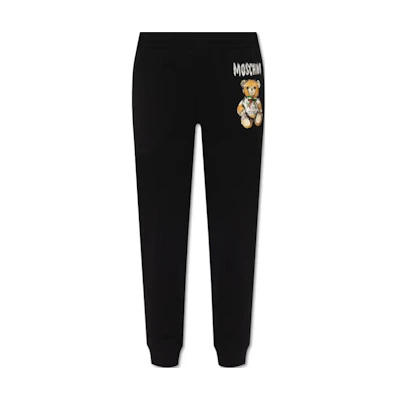 (Women) MOSCHINO Black Elastic Waist Graphic Print Jogger Pants. V0340-0528-1555