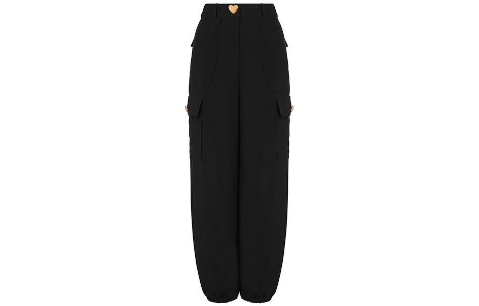 (Women) MOSCHINO  Black High-Waist Wide-Leg Casual Pants A03355533