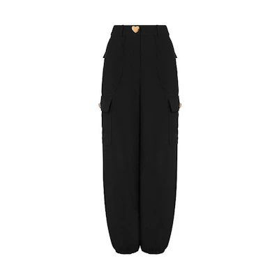 (Women) MOSCHINO Black High-Waist Wide-Leg Casual Pants A03355533