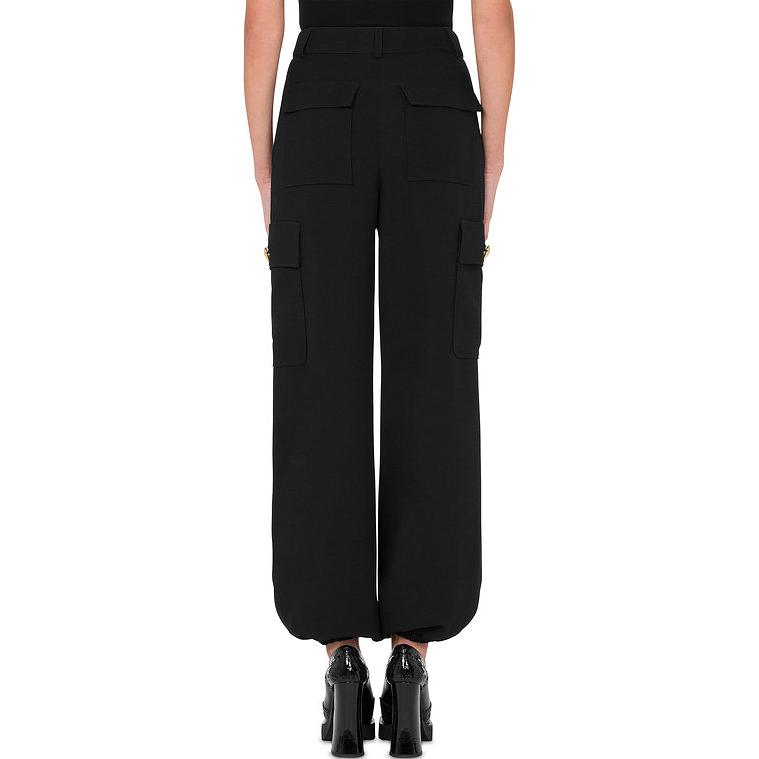 Shop (W) 모스키노 블랙 하이웨이스트 와이드 핏 캐주얼 팬츠 A03355533