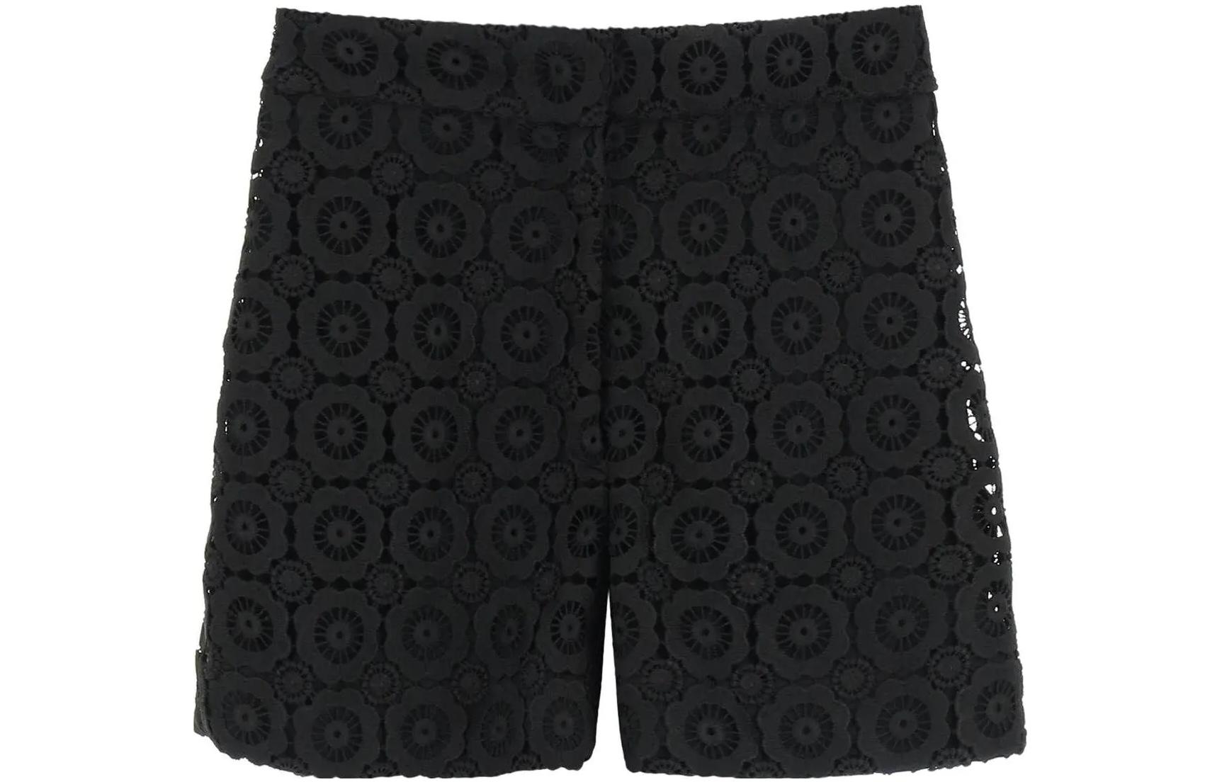 (Women) MOSCHINO  Black High-Waisted Printed Straight Shorts A0339-0548-0555
