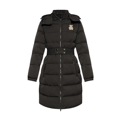 (Women) MOSCHINO Black Hooded Long Sleeve Zip Jacket with Logo Design. A0612-5516-0555