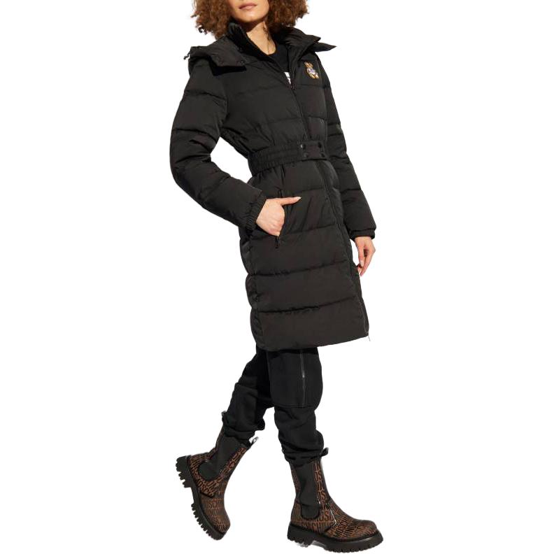 Lookbook (W) MOSCHINO 黑色连帽长袖拉链夹克带标志设计. A0612-5516-0555