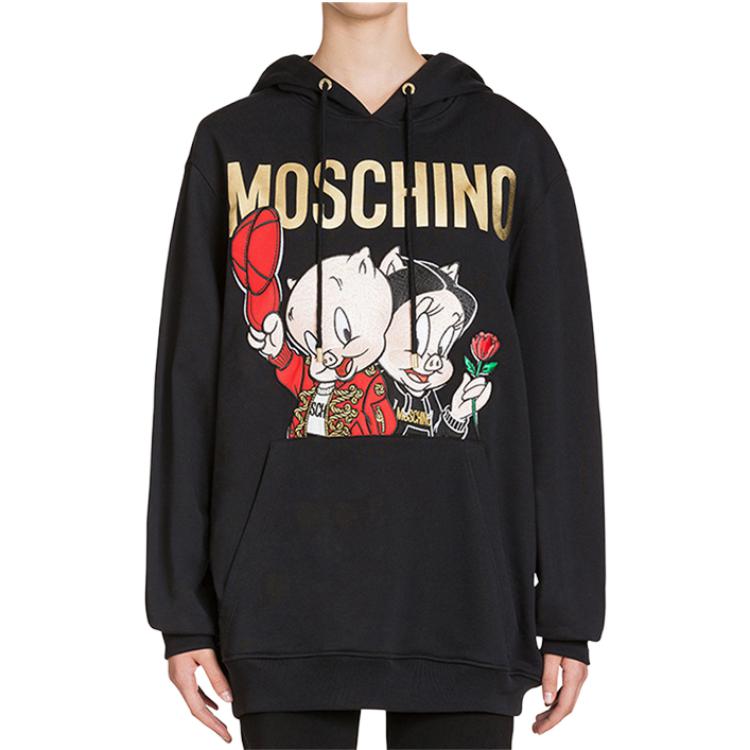 Lookbook (W) MOSCHINO 黑色連帽衣 豬字母印花設計 D1A1779-1027-1555