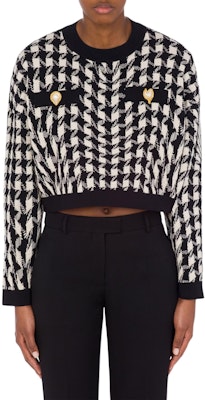 (W) モスキーノ ブラック ハウンドトゥース ルーズフィット ニットプルオーバーセーター 0907-5402-1555 Shop (W) モスキーノ ブラック ハウンドトゥース ルーズフィット ニットプルオーバーセーター 0907-5402-1555