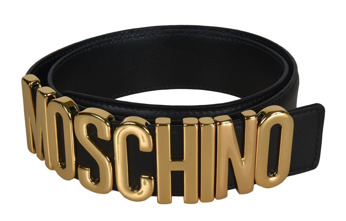(Women) MOSCHINO  Black Leather Belt with Letter Design A80078001555