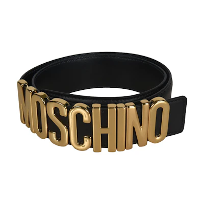 (Women) MOSCHINO Black Leather Belt with Letter Design A80078001555