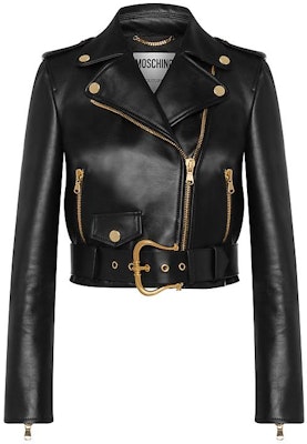 (W) MOSCHINO Chaqueta Biker de Cuero Negro FW22 Diseño Sólido Corto. J3706-5470-3555 Buy (W) MOSCHINO Chaqueta Biker de Cuero Negro FW22 Diseño Sólido Corto. J3706-5470-3555