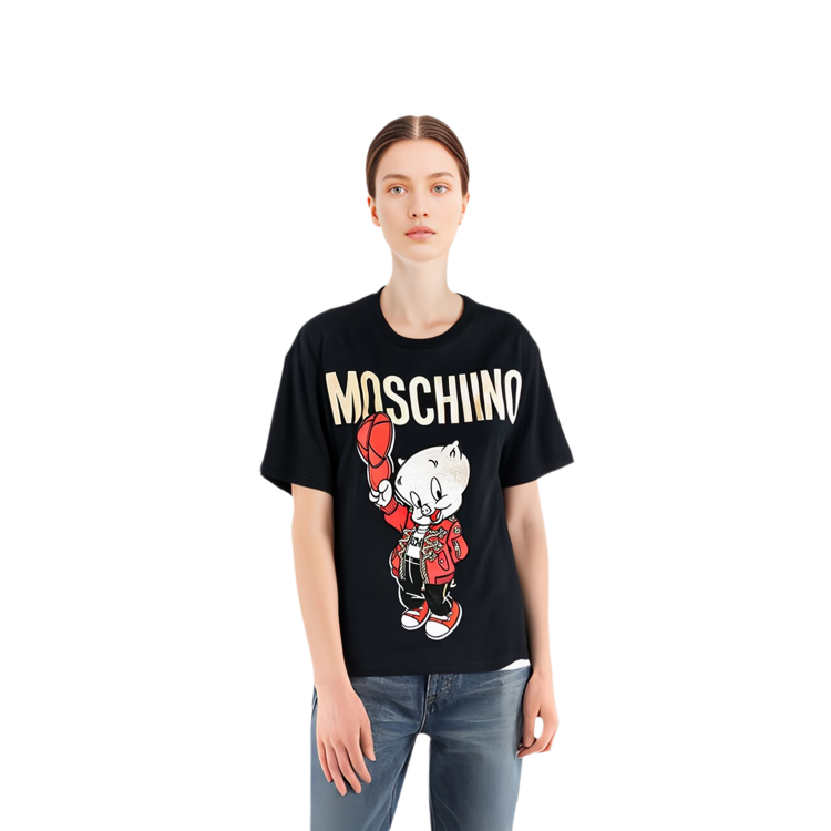 Lookbook (W) MOSCHINO 黑色字母印花圓領T恤 D1A0779-1040-1555-201