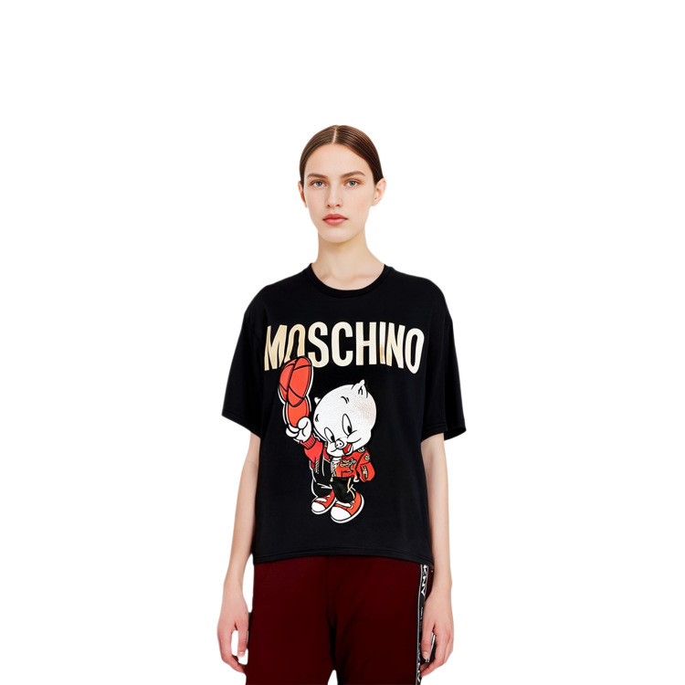 Shop (W) MOSCHINO 黑色字母印花圓領T恤 D1A0779-1040-1555-201