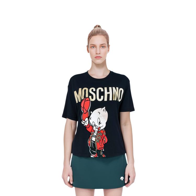 Details for (W) MOSCHINO 黑色字母印花圓領T恤 D1A0779-1040-1555-201