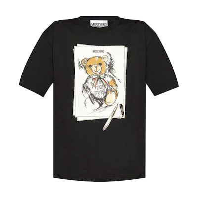 (Women) MOSCHINO Black Logo Print Cotton Oversized Short Sleeve T-Shirt. V070455411555