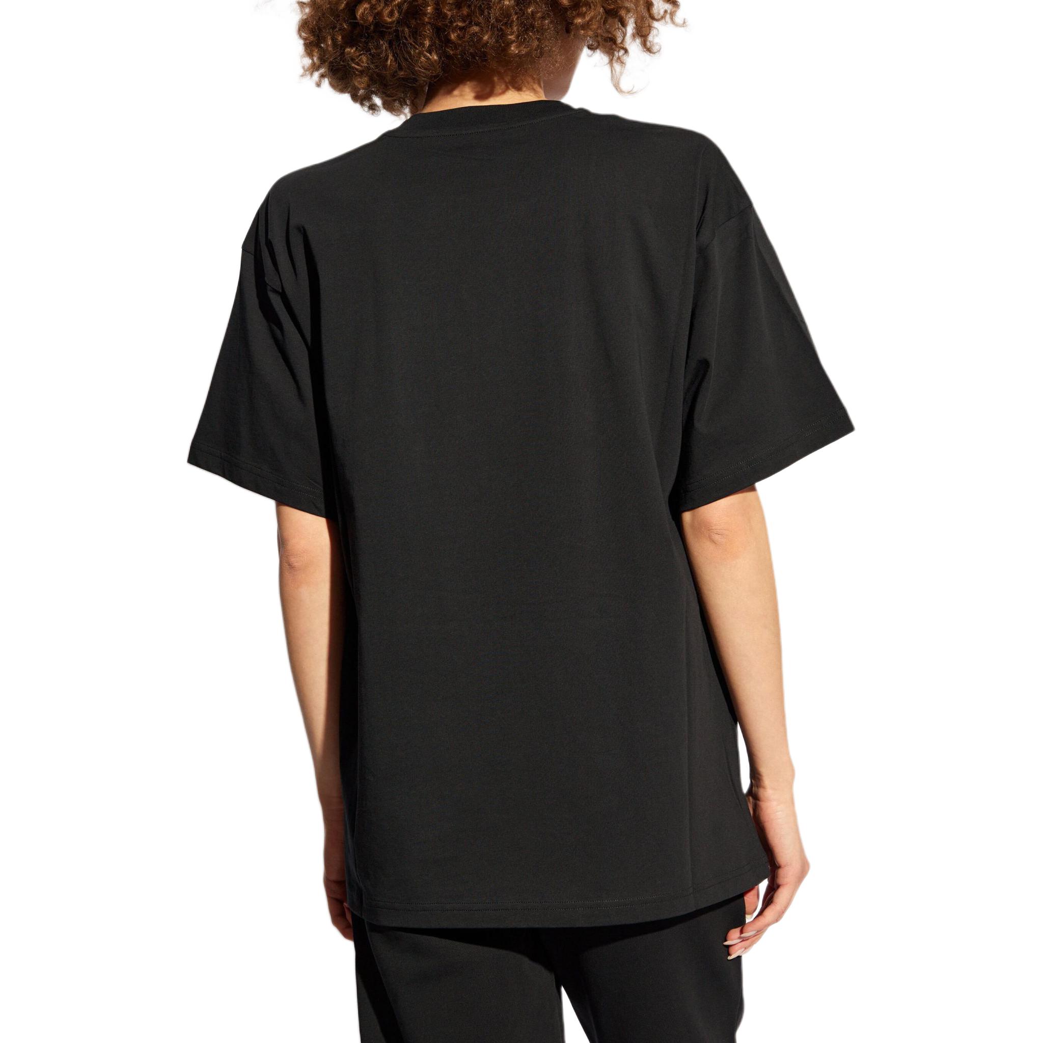 Purchase (W) 모스키노 블랙 로고 프린트 코튼 오버사이즈 반팔 티셔츠. V070455411555