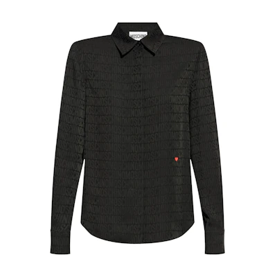 (Women) MOSCHINO Black Logo Print Long Sleeve Shirt. A020977482555
