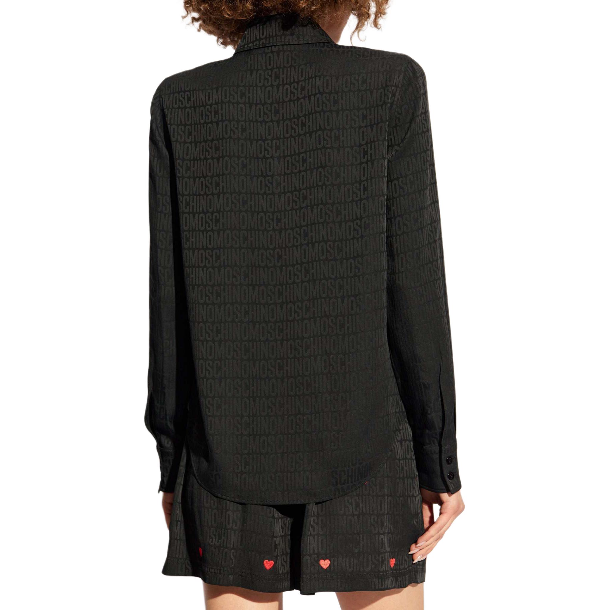 Purchase (W) モスキーノ ブラック ロゴプリント 長袖シャツ A020977482555