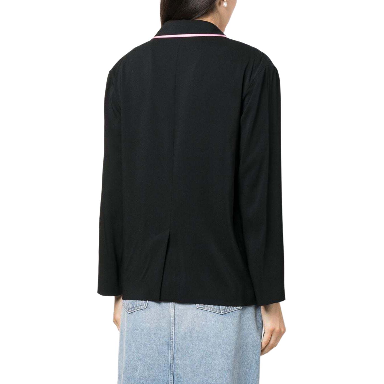 Shop (W) 모스키노 블랙 싱글 버튼 트림 디테일 블레이저. A05218273-BLACK