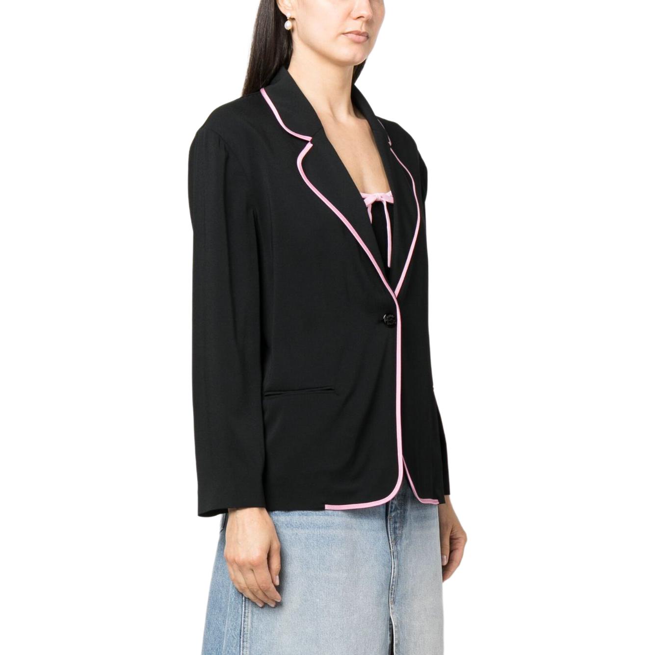 Purchase (W) 모스키노 블랙 싱글 버튼 트림 디테일 블레이저. A05218273-BLACK