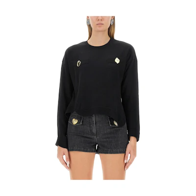 (Women) MOSCHINO Black Solid Crewneck Slim Fit Long Sleeve Sweater. 0911-5400-0555