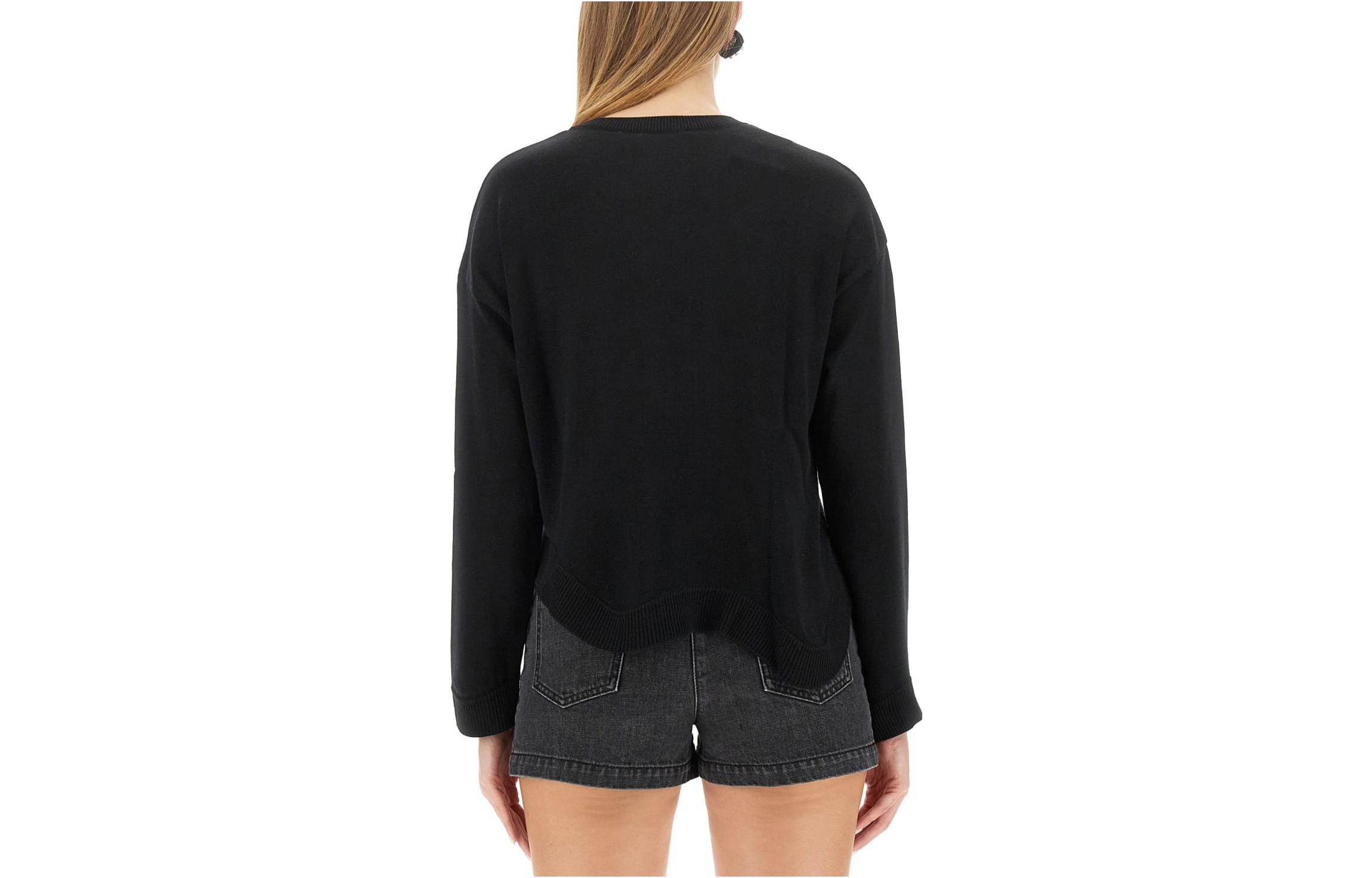 Lookbook (W) モスキーノ ブラック クルーネック スリムフィット 長袖 セーター. 0911-5400-0555