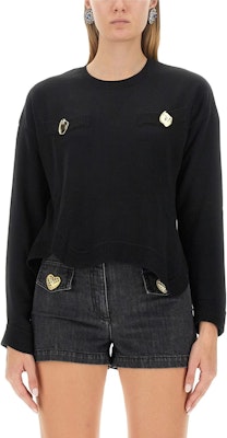 (W) モスキーノ ブラック クルーネック スリムフィット 長袖 セーター. 0911-5400-0555 Purchase (W) モスキーノ ブラック クルーネック スリムフィット 長袖 セーター. 0911-5400-0555