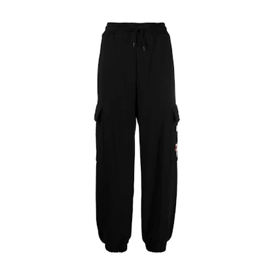 (Women) MOSCHINO Black Teddy Bear Print Knit Sweatpants with Elastic Waist. V03385528-BLACK