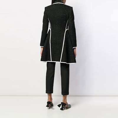 (W) 모스키노 블랙 트위드 텍스처 미디움 길이 블레이저 재킷. A0615-6116-1555 Shop (W) 모스키노 블랙 트위드 텍스처 미디움 길이 블레이저 재킷. A0615-6116-1555