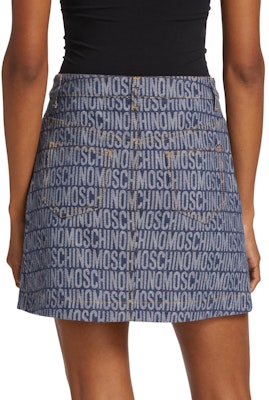 (W) 모스키노 블루 데님 미니 스커트 올오버 레터 프린트. POIZON24060680 Shop (W) 모스키노 블루 데님 미니 스커트 올오버 레터 프린트. POIZON24060680