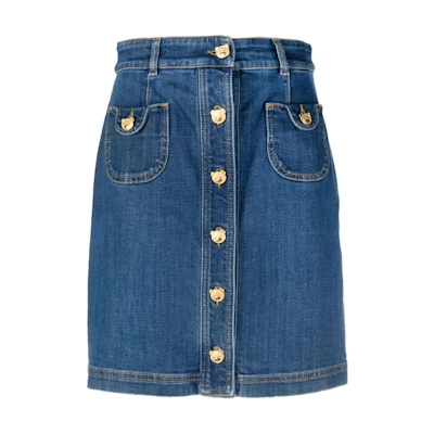 (Women) MOSCHINO Blue Denim Mini Skirt with Button Closure and Side Pockets WA0118-0522-0295