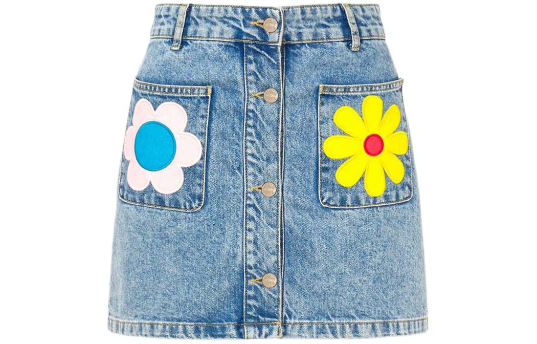 Order (W) MOSCHINO 藍色極簡花卉刺繡牛仔迷你裙 A0103-3236-1295