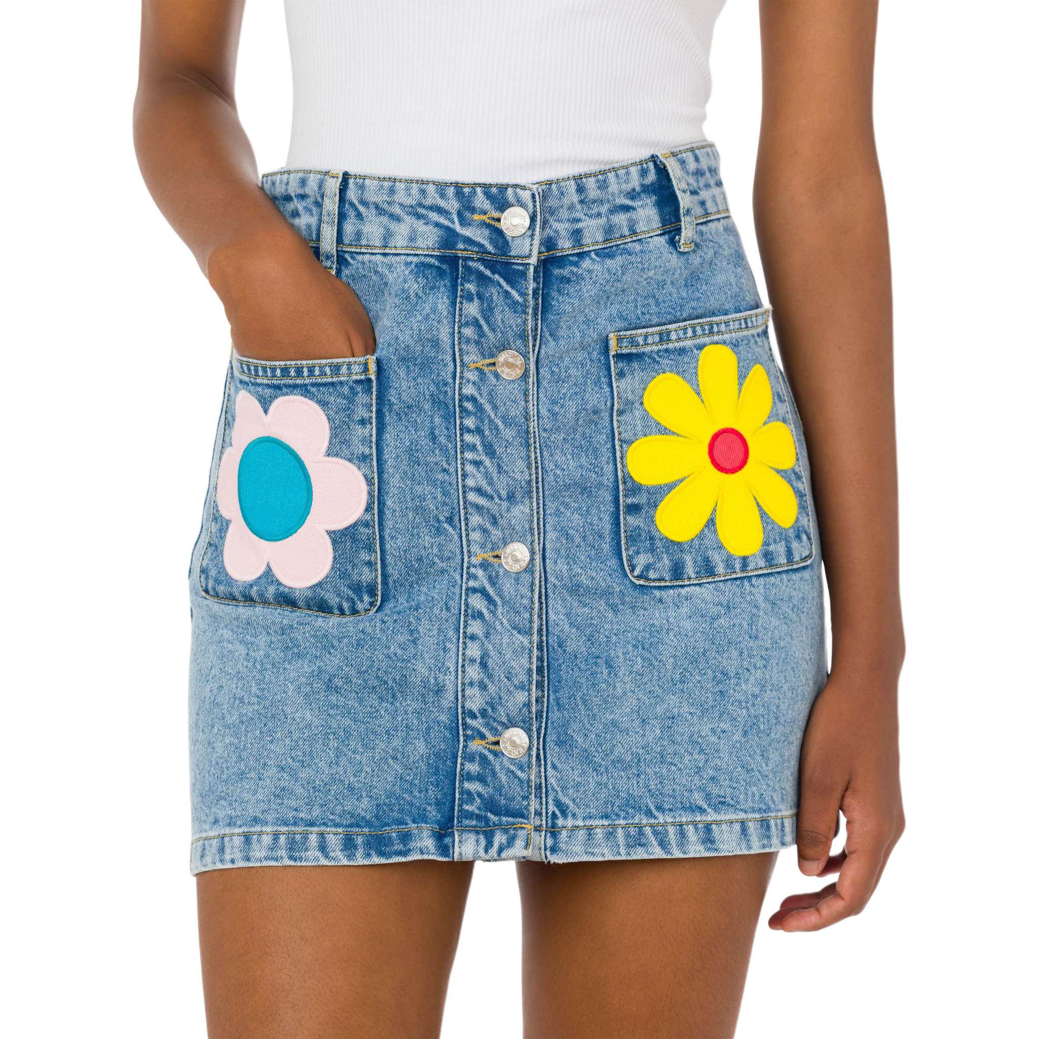 Lookbook (W) MOSCHINO 藍色極簡花卉刺繡牛仔迷你裙 A0103-3236-1295