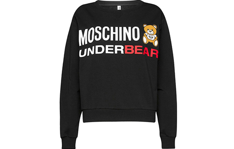 (Women) Moschino  Classic Bear Logo Cotton Crewneck Sweatshirt - Black. A1709-9006-0555