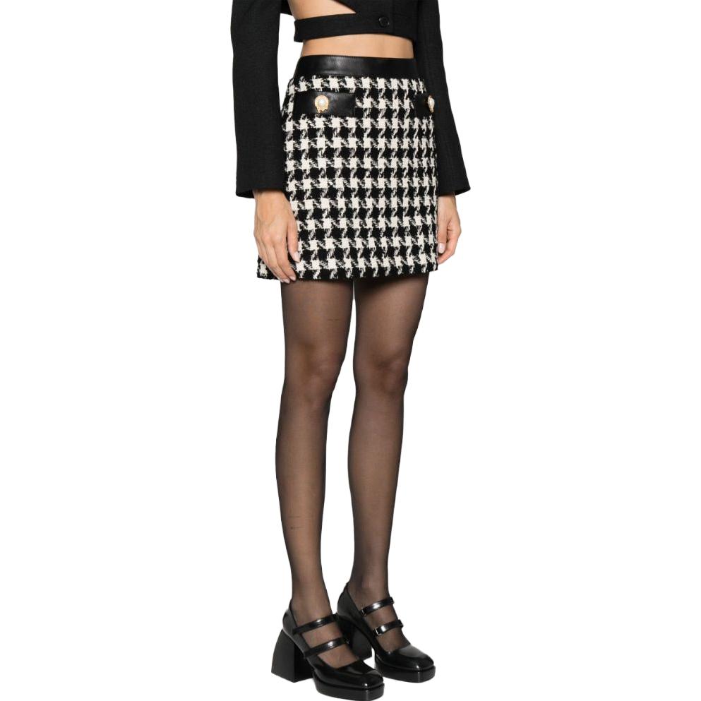 Shop (W) 모스키노 하운드투스 페이크 시어링 니트 미니 스커트 - 블랙. A0123-5413-3555