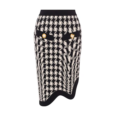 (Women) MOSCHINO Houndstooth Wool Casual Long Skirt. A0181-5402-1555
