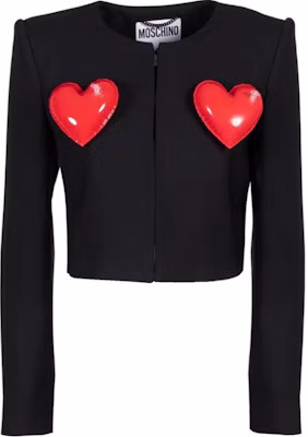 (W) Moschino Inflatable Heart Slim-Fit Jaket Hitam Lengan Panjang Crop Top. J0501-0413-0555 Buy (W) Moschino Inflatable Heart Slim-Fit Jaket Hitam Lengan Panjang Crop Top. J0501-0413-0555