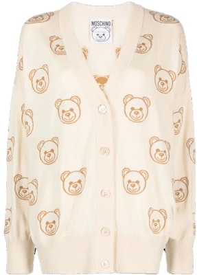 (W) 모스키노 아이보리 테디베어 프린트 니트 가디건 긴소매 스웨터 A0931-5502-2004 Order (W) 모스키노 아이보리 테디베어 프린트 니트 가디건 긴소매 스웨터 A0931-5502-2004