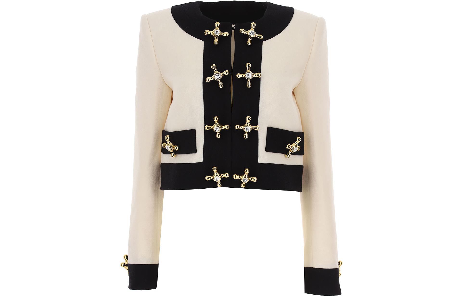 (Women) MOSCHINO  Ivory White Contrast Patch Single-Breasted Casual Jacket. J0501-5418-1005