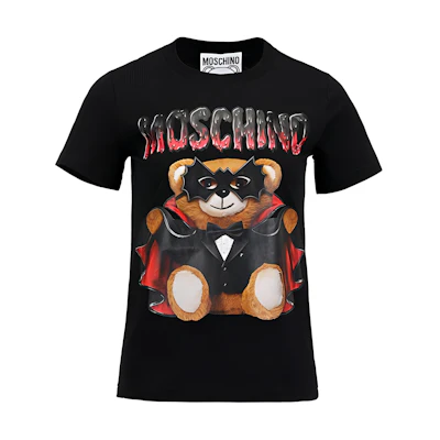 (Women) MOSCHINO Letter Print Crewneck Short Sleeve Casual T-Shirt. EV0712-0540-1555